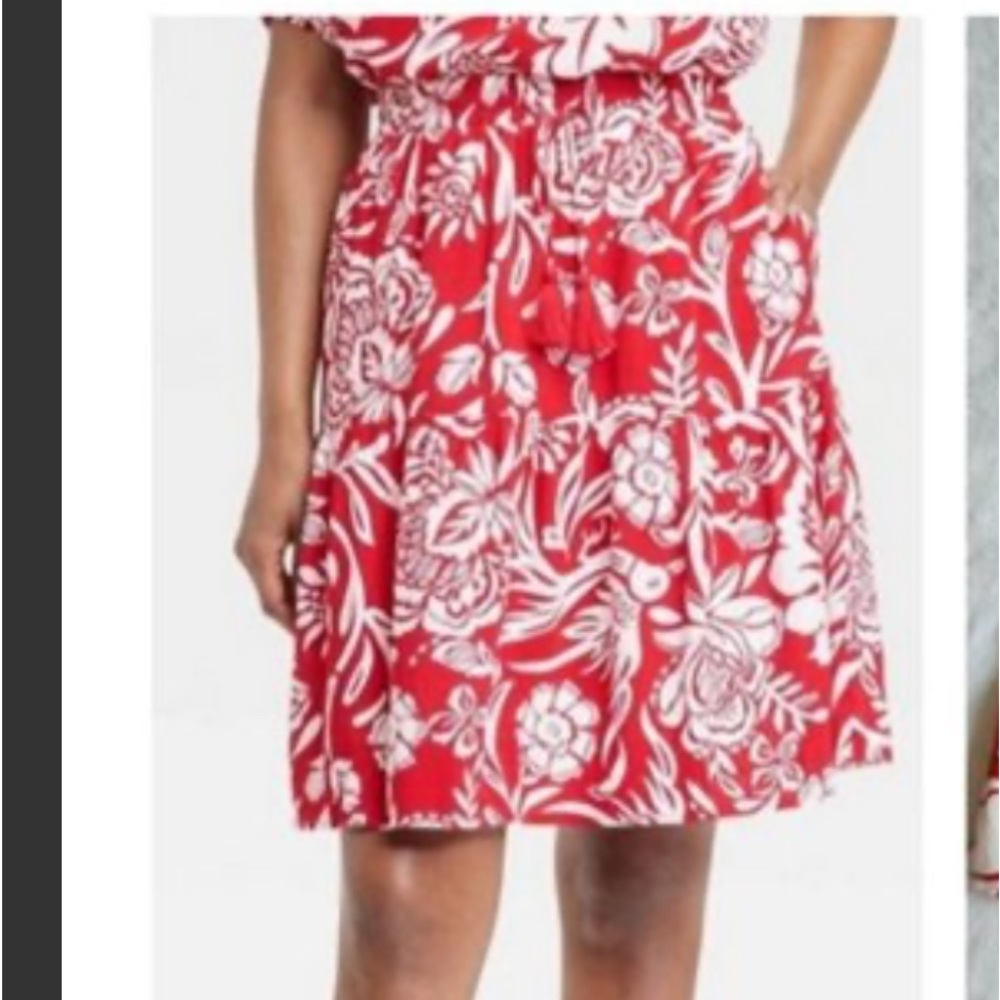 Knox Rose Women's Mini Tiered A-Line Skirt -Red